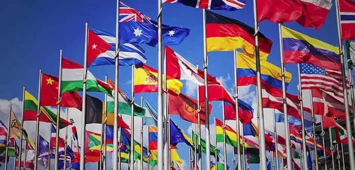 پرچم کشورهای مختلف برای تجارت بین المللی