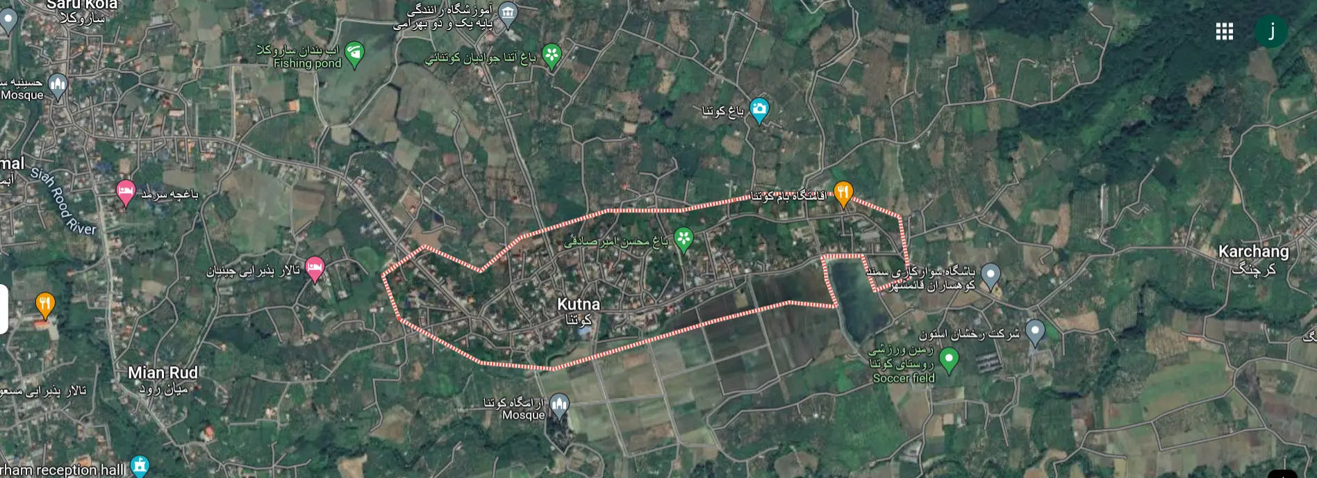 آدرس دقیق روستای کوتنا روی نقشه 156451